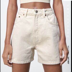 Zara Cream Denim Shorts